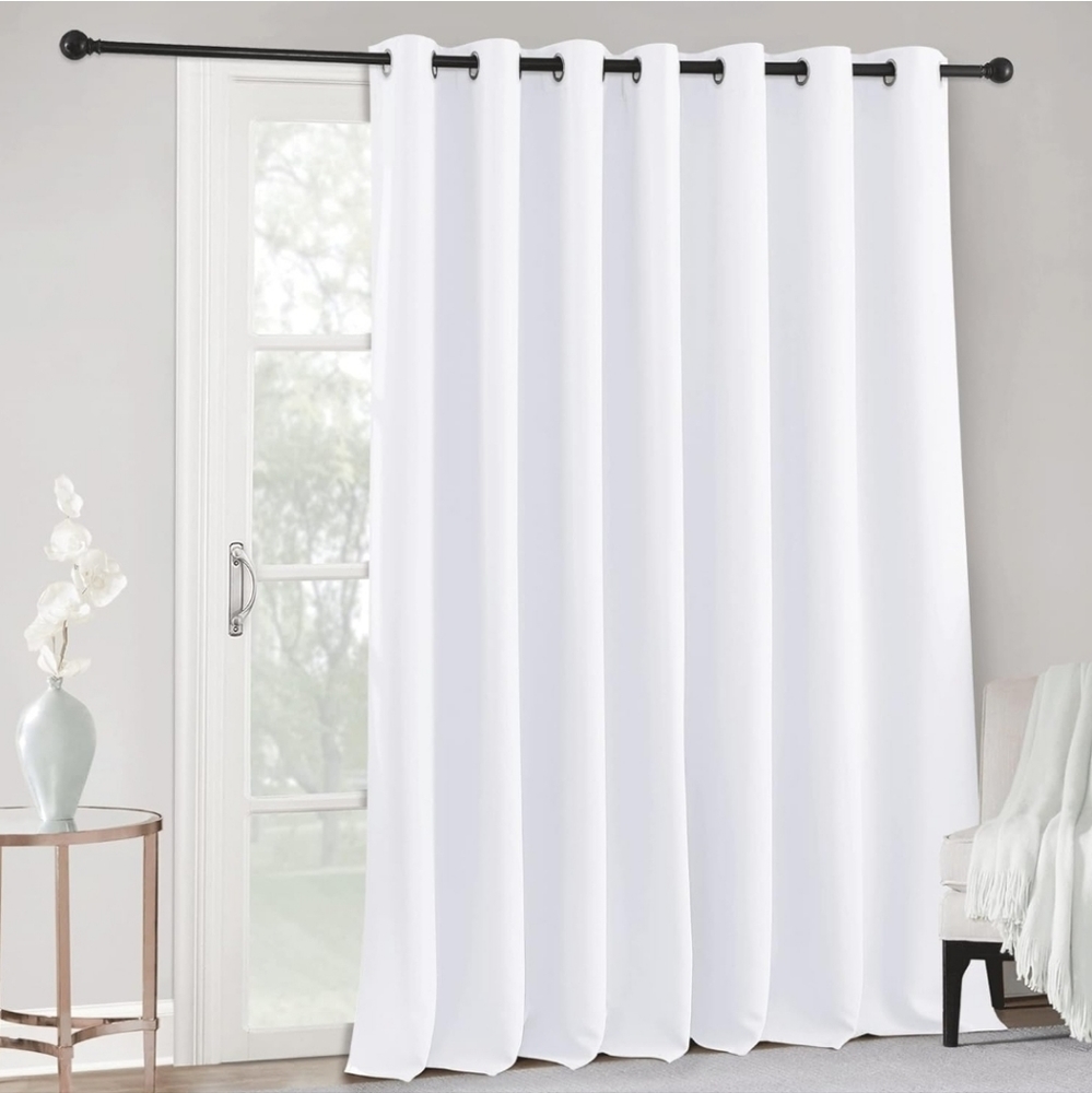 4 panels white, room darkening, insulated drapes 100" x 84"